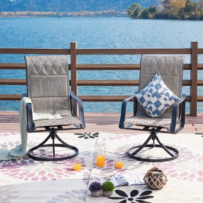 2pc Steel Patio Swivel Chairs Gray - Lokatse