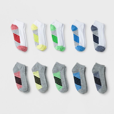 Girls' 10pk Lightweight Ankle Striped Socks - Cat & Jack™ M : Target