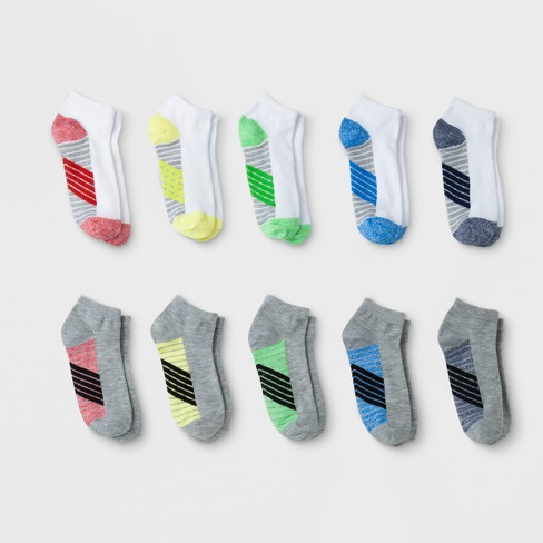 Boys' 10pk Stripe Low Cut Socks - Cat & Jack™ S