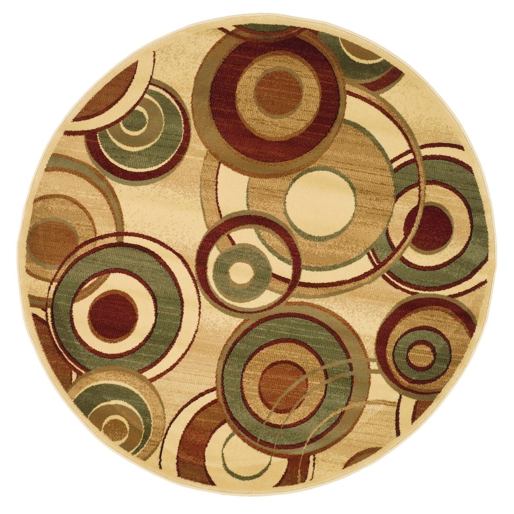 Olive/Burgundy Floral Loomed Round Area Rug 5'3in - Safavieh