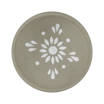 White Sunburst Round Decorative Gray Terracotta Storage Trinket Dish - Foreside Home & Garden