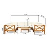 Christopher Knight Home Brava Outdoor Acacia Wood 8 Seater Sectional Sofa Chat Set with Cushions - 3 of 4