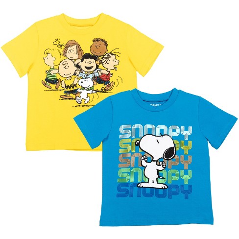 Peanuts Snoopy Little 2 Pack Graphic T-shirts Blue / Yellow 7-8 : Target