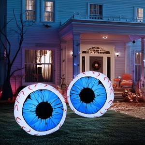 Joyfy 2 Packs Halloween Inflatables Outdoor Decorations, 3 FT Huge Eyeballs Inflatable for Halloween Party Indoor Outdoor Garden Lawn Yard Decoration - 1 of 4