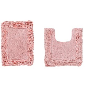 Shaggy Border Collection 2-Piece Bath Rug Set 100% Cotton Tufted Weave Ruffle Border Pattern Bathroom Rug for Machine Washable Bathmat - 1 of 4