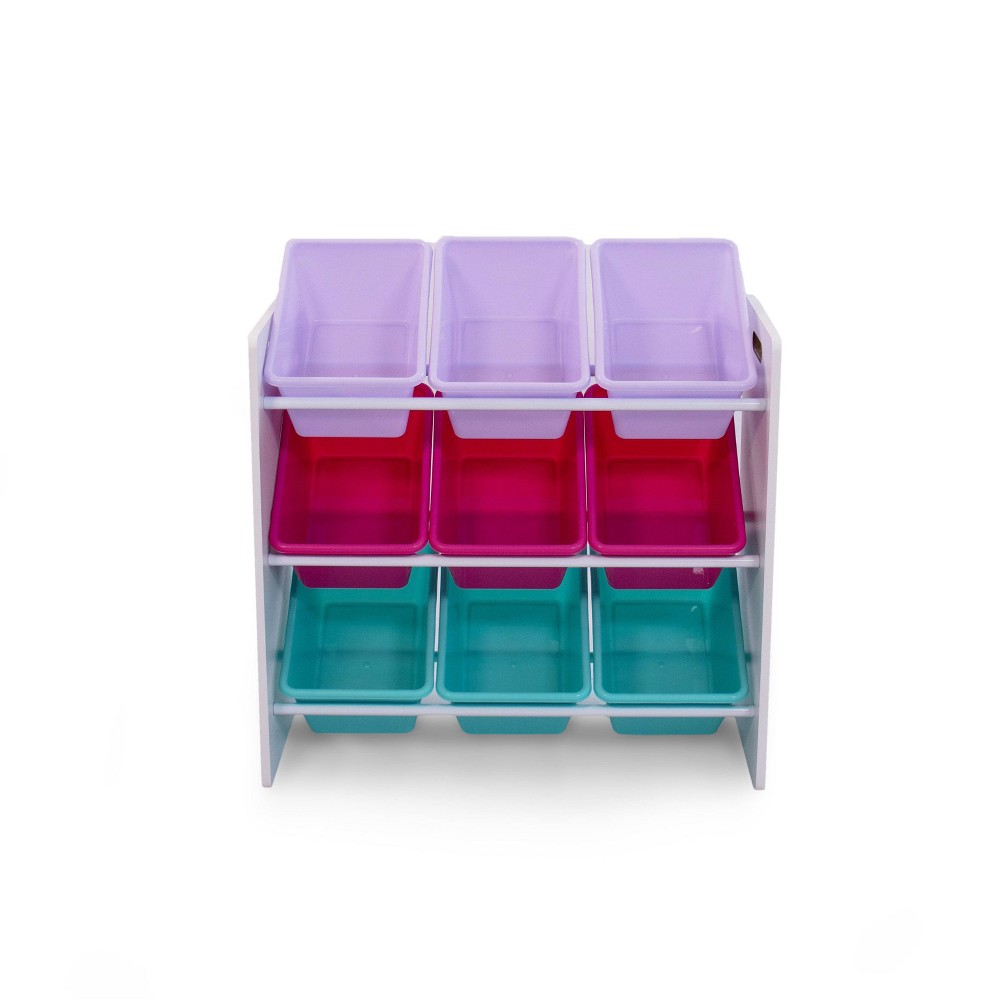 Kids&#39; Forever Toy Storage Organizer with 9 Storage Bins White/Pink/Turquoise - Humble Crew