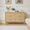 Rattan Bedroom Dresser, 6 Drawer Wood Dresser with Solid Wood Legs & Handles - 2 of 4