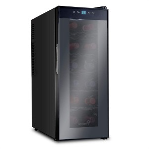 Ivation 12 Bottle Thermoelectric Wine Cooler, Quiet Freestanding Wine Fridge, Black - 1 of 4