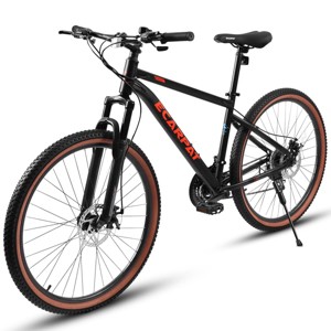TopComfy 24 Inch Mountain Bike Kids Bicycle 21 Speed Disc Brakes High Carbon Steel Frame Brown Edge Tires for Teenagers, Red, 65.5"*24.5"*37" - 1 of 4