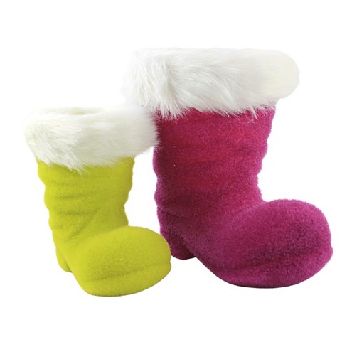 One Hundred 80 Degree Christmas Flocked Boots - Two Decorative Boots 7. ...