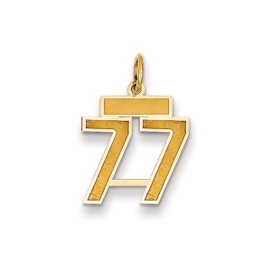 Black Bow Jewelry 14k Yellow Gold, Jersey Collection, Small Number 77 Pendant - 1 of 2