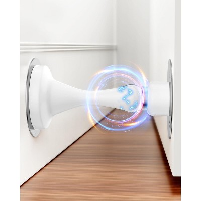DOMETOUR Magnetic Door Stopper, Stainless Steel, Heavy Duty, No Drill, Adhesive & Screws, White, 1 Pack