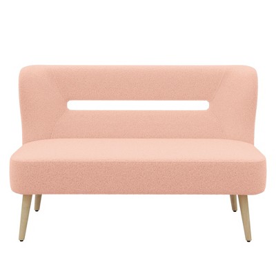 Beautyolove 46.5 in. W Pink Velvet Upholstered Open Back 2-Seater Loveseat Sofa with Solid Wood Legs