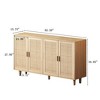 62.20" Particle Board and Rattan 4-Door Storage Cabinet with Solid Wood Legs, Adjustable Shelf, Elegant Design for Bedroom - 3 of 4