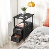 Hachikiko Black End Table with Charging Station - Narrow Side Table with 2 Drawers, USB Ports & Power Outlets - 4 of 4