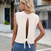 Womens Summer Sweater Vest Top Casual Crop Knit Cardigan Vest Bow Tie Back Knitted Sleeveless Round Neck Tank Tops - 4 of 4