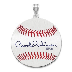 Black Bow Jewelry Sterling Silver Brooks Robinson Signature LG Enamel Baseball Pendant - 1 of 4