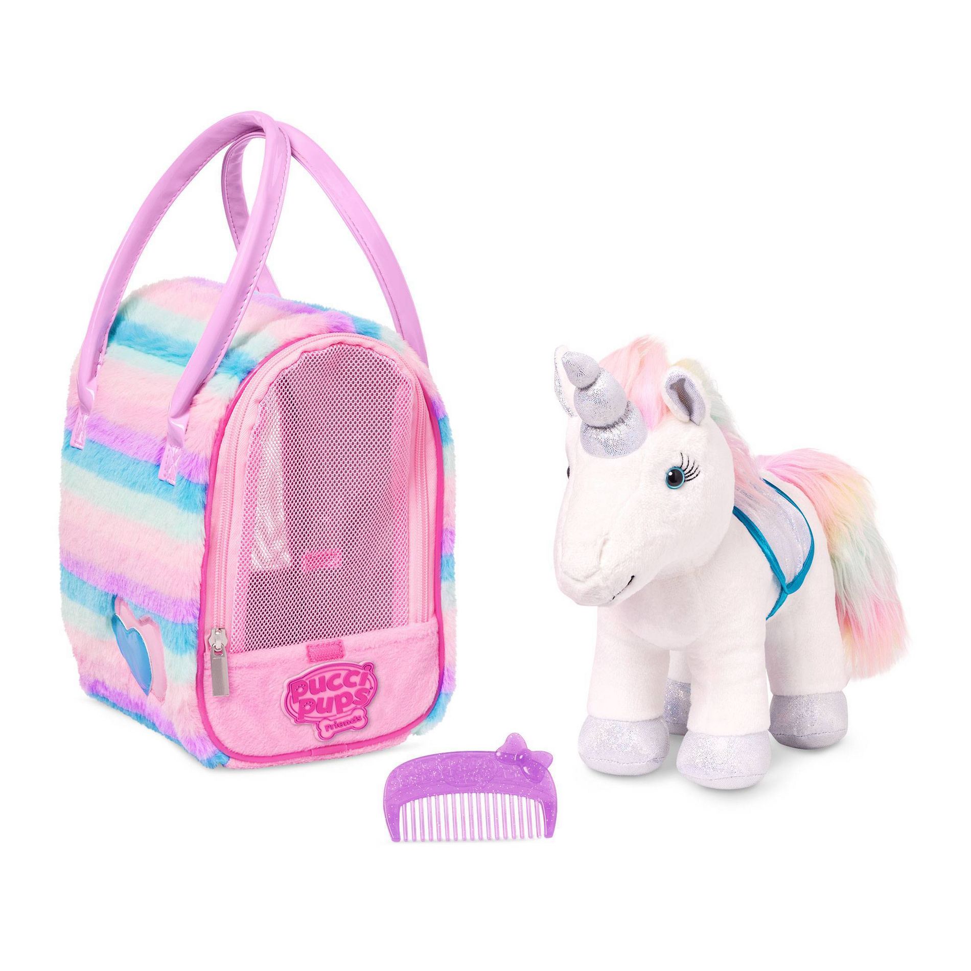 Pucci Pals Plush with Purse Rainbow Glam Bag & Sparkly Unicorn