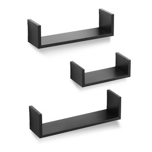 Americanflat Floating Shelves Made Of Composite Wood - Wall Mounted in Various Dimensions - Pack Of 3 - 1 of 4