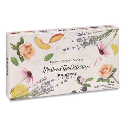 Bigelow Benefits Wellness Tea Bags, Assorted Flavors - Case of 64 - 4.41 Oz