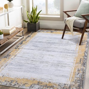 Large 9x12 Area Rug Modern Bordered Washable Rug Non Slip Ultra-Thin Low Pile Indoor Rugs for Living Room - 1 of 4