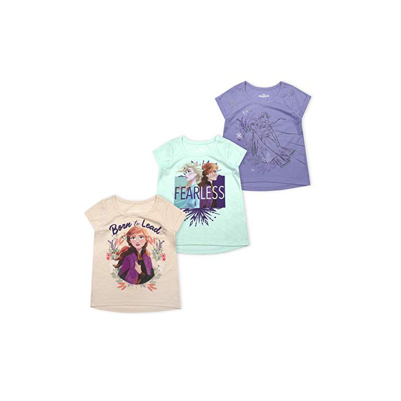 Disney Girl's 3-Pack Anna and Elsa Fearless Short Sleeve A-Line Frozen II Tee Shirts for Toddler, 1 of 5
