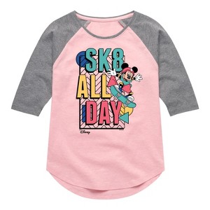 Girls' - Disney - Mickey & Friends Shirt Tail Raglan Graphic T-shirt - 1 of 3