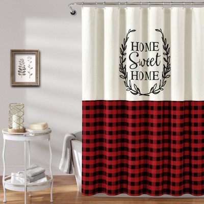 Home Sweet Home Wreath Shower Curtain Red - Lush Décor