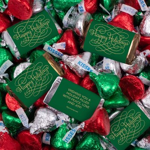 Happy Holidays Christmas Candy Mix - Green Wrapped Miniatures & Holiday Foiled Kisses - 1 of 4