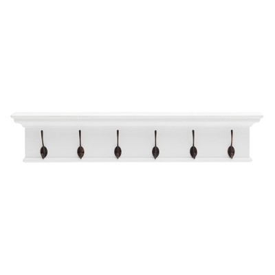 HomeRoots 39" Classic White Wood Six Hook Hanging Coat Rack