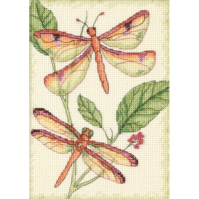 Dimensions Mini Counted Cross Stitch Kit 5"X7"-Dragonfly Duo (14 Count)