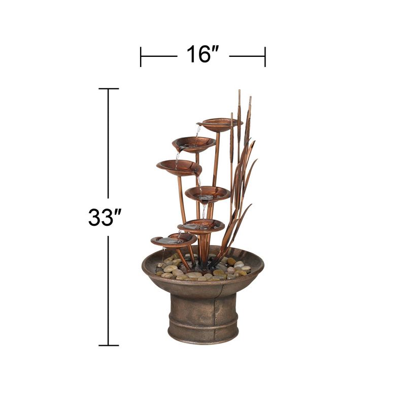 John Timberland Water Lilies and Cat Tails Rustic Cascading Outdoor Floor Water Fountain 33" for Yard Garden Patio Home Deck Porch House Exterior Roof, 5 of 10