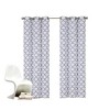 Kate Aurora Set of 2 Modern Elements Quatrefoil Lattice Poly Cotton Grommet Top Curtain Panels - 2 of 2