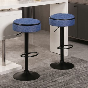 TOAOTBNBO Round Bar Stool Set of 2, Armless Swivel Bar Chair with Adjustable Seat, Metal Counter Height Barstools for Kitchen - 1 of 4