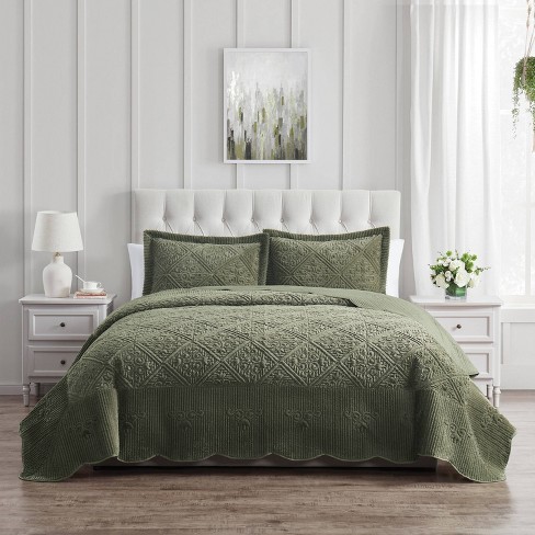 Cheapest Quilted Olive Pillow Shams Set- King