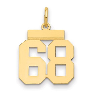 Black Bow Jewelry 14k Yellow Gold, Athletic Collection, Small Polished Number 68 Pendant - 1 of 3