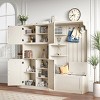 Multifunctional Left-Right Combination Hall Cabinet With Storage And 4 Hooks, Wooden Cabinet/Hall Tree 2 In 1, Storage Cabinet-Cuddlewood - 3 of 4