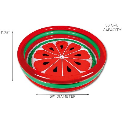 Hoovy 59-Inch Red and Green Inflatable Watermelon Kiddie Pool
