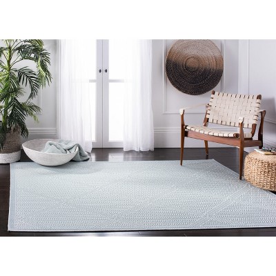 Light Blue Synthetic Diamond 4' x 6' Flat Woven Rug