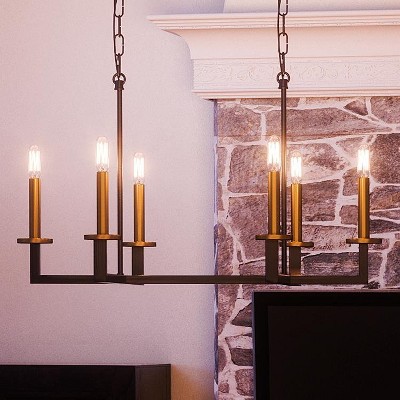 Urban Ambiance Luxury Modern Farmhouse Farmhouse Chandelier,  15-5/8" x 28",  Charcoal Finish, UHP2802
