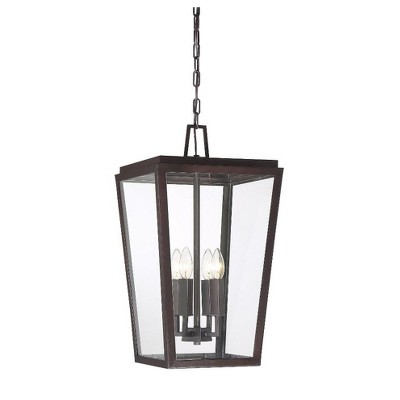 Milton 4-Light English Bronze Glass Outdoor Hanging Lantern