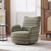 Gulches Olive Green Boucle 360¡ã Swivel High Resilience Sponge Metal Bracket Striped Armrest Modern Leisure Chair Set of 1 - 3 of 4