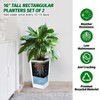 16" Tall Self-Watering Planters Set of 2, White Indoor Outdoor Pots with Drainage, Water Level Monitor & Inner Bucket, Modern Rectangular Plant Pots - 2 of 4