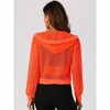 INSPIRE CHIC Women's Zip Up Long Sleeve Mesh Sheer Hoodie Bomber Jackets - 3 of 4