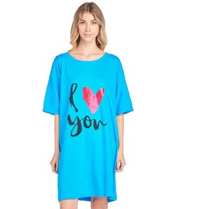 Casual Nights Women's Short Sleeve Printed Scoop Neck Sleep Tee - 1 of 4