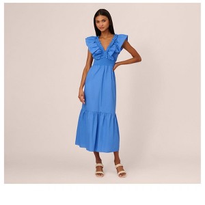 Adrianna Papell Womens Solid Ruffled Maxi Dress - 1 of 1