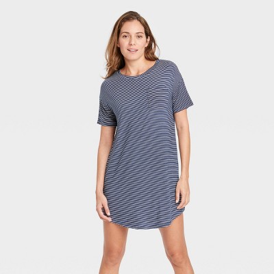 Image of Women's Striped Beautifully Soft Short Sleeve NightGown - Stars Above™ Blue M