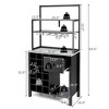 Costway Kitchen Islands Freestanding Wine Rack Table w/ Glass Holder & Drawer Black / Rustic - 3 of 4