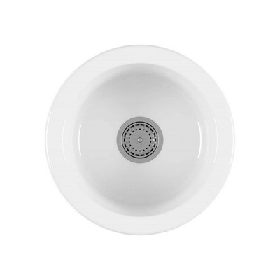 Round White Fireclay Drop-in Kitchen Prep Sink