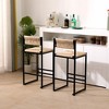 Bar Stools Set of 2 Outdoor Bar Height Metal Stools Modern Wicker Rattan Barstools with Back Outside Garden Patio Bar Chairs - 2 of 4